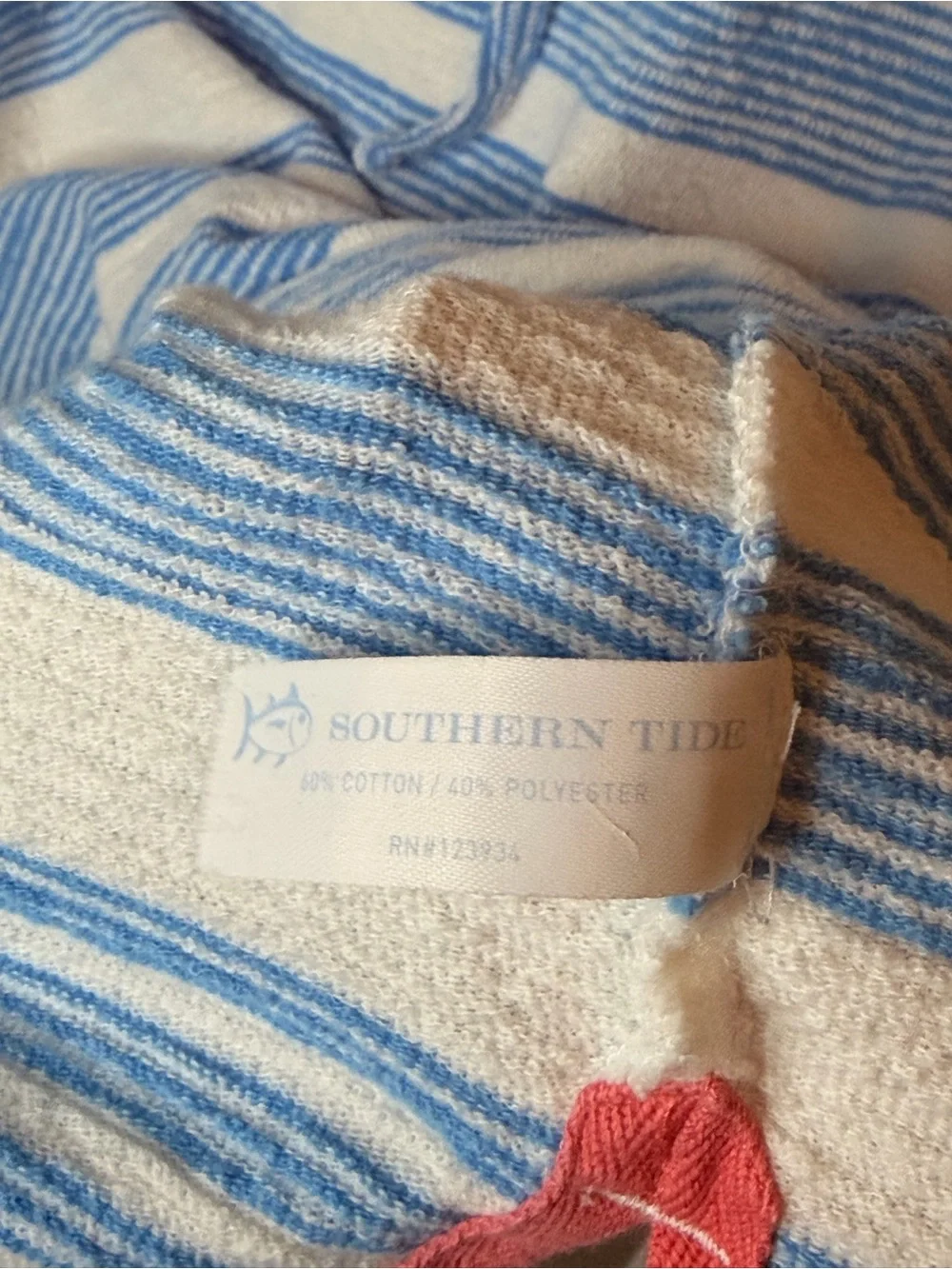 Southern Tide Blue Stripe Hoodie Tunic Pullover Coastal Grandmother Cover Up Sm - Picture 5 of 6